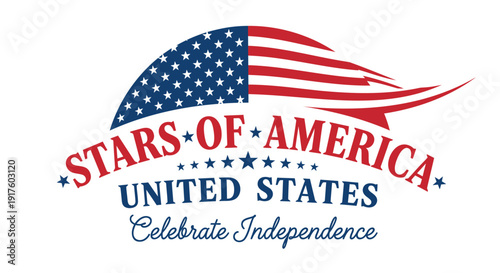 Patriotic Stars of America logo, United States Independence Day celebration emblem with American flag design.