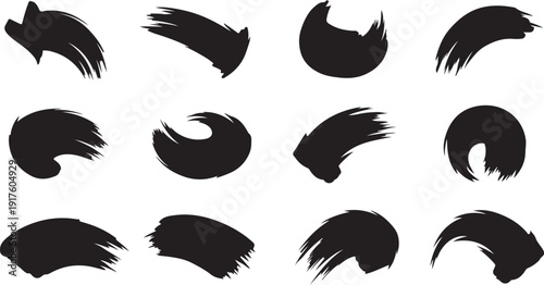 Collection of black eyebrow shapes and styles isolated white