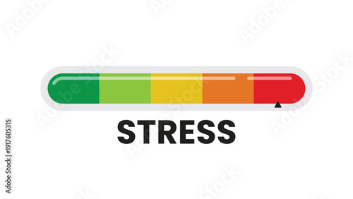 Stress or pain level thermometer. Scale emotions. Vector