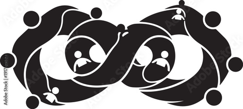 Connected People in a Symbolic Unity Design Illustration