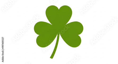 Lucky green four leaf clover on white background symbolizing good fortune and nature