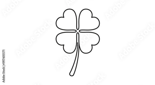 A minimalist line drawing of a four leaf clover on a white background symbolizing luck and rarity in a simple elegant style
