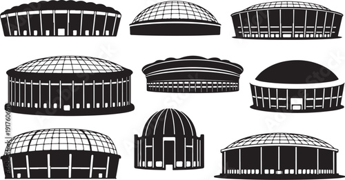 Various Architectural Dome Building Silhouettes and Facades Collection