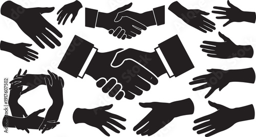 Hands Shaking and Gesturing in Various Business and Social Settings