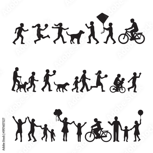 silhouettes of people working group of Happy people
