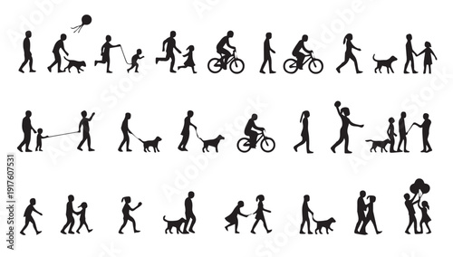 silhouettes of people working group of Happy people

