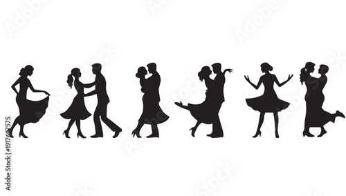 silhouettes of people working group of Happy people
