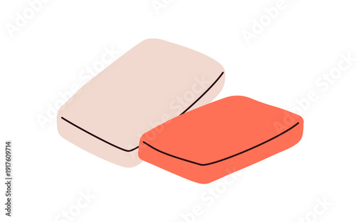 Soap bars. Solid rectangle product for bathroom, hand and body hygiene, skincare, personal care. Antibacterial bath cosmetic piece. Flat vector illustration isolated on white background