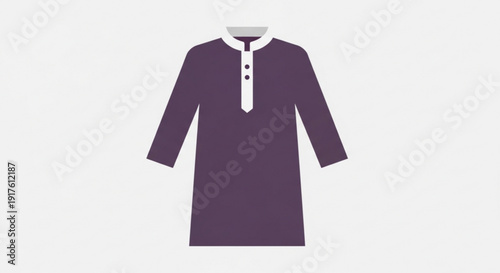 Purple long sleeved shirt with white collar and buttons on a plain background