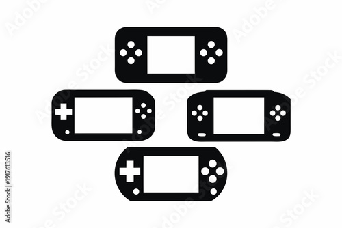 set of Handheld Console silhouette vector illustration isolated on white background