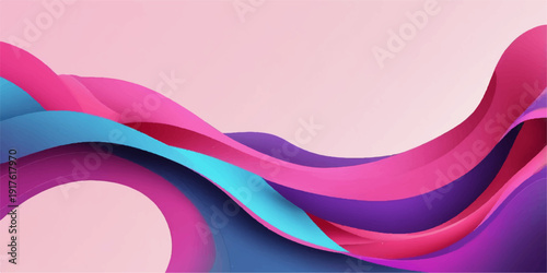 Pink abstract wavy background with smooth curves