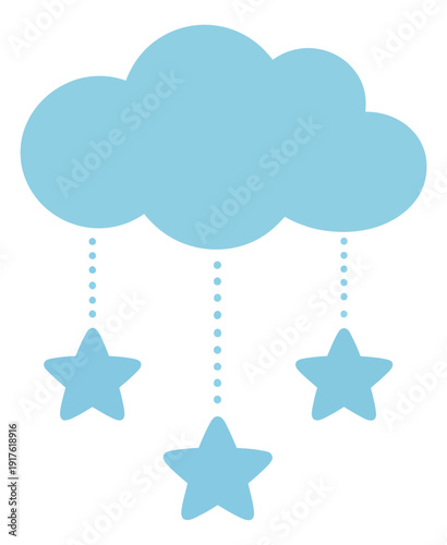 Cute graphic illustration of a baby mobile depicting stars hanging for nursery decor