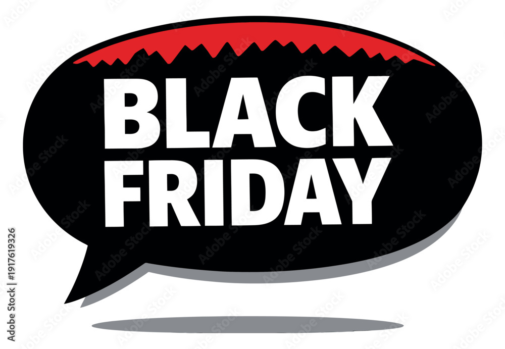 Obraz premium Bold graphic illustration of a black friday speech bubble depicting a sale announcement for promotional marketing
