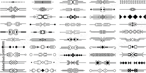 Collection of various tribal and geometric line art designs and patterns