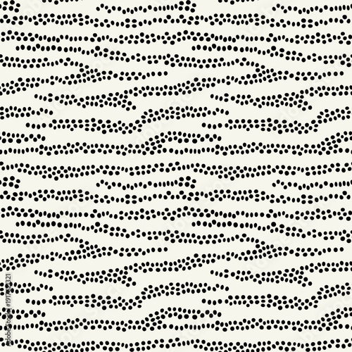 Vector seamless pattern. Modern spotted texture. Repeating abstract dotted background. Graphic diagonal wavy stripes. Can be used as a swatch in Illustrator.