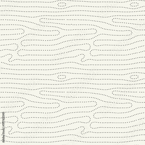 Vector seamless pattern. Modern spotted texture. Repeating abstract dotted background. Graphic smooth winding lines. Can be used as a swatch in Illustrator.