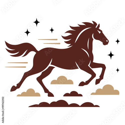 Galoppierendes Pferd - Reitsport und Western Vektor Illustration