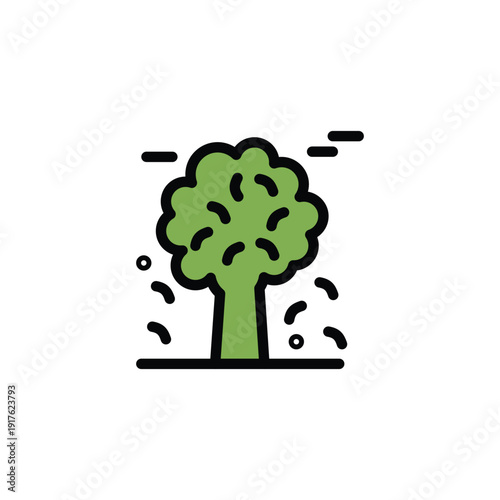 Stylized green broccoli icon, healthy food and nutrition concept, simple flat design