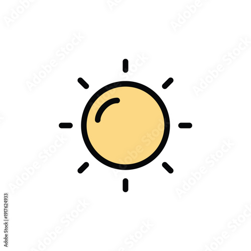Sun Icon, Weather Symbol, Brightness and Daylight Concept, Simple Flat Design