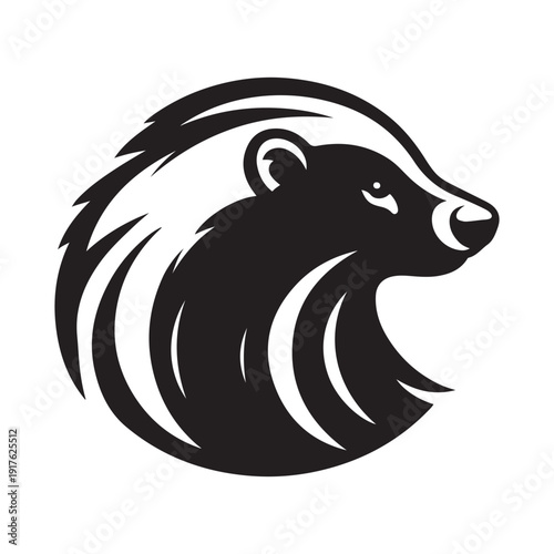 honey badger vector silhouette clip art logo design illustration. abstract honey badger icon collection
