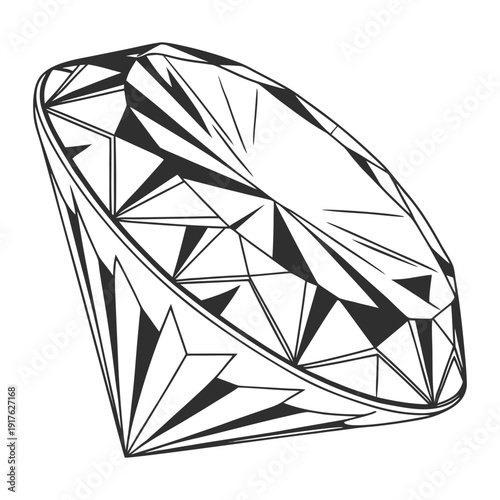 Abstract Geometric Diamond Line Art Vector Illustration Luxury Gemstone Outline Design