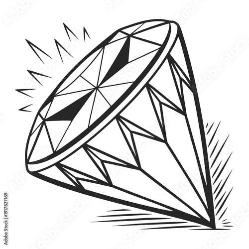 Abstract Geometric Diamond Line Art Vector Illustration Luxury Gemstone Outline Design