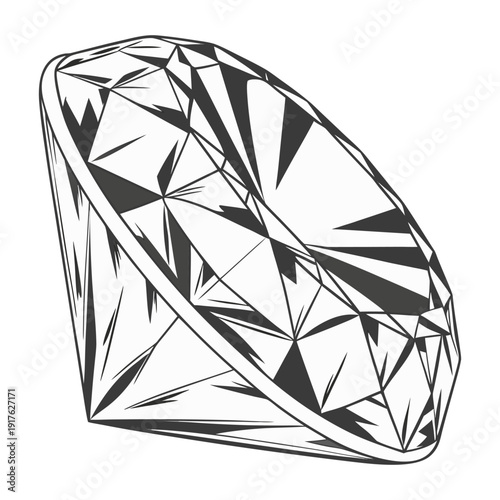 Abstract Geometric Diamond Line Art Vector Illustration Luxury Gemstone Outline Design