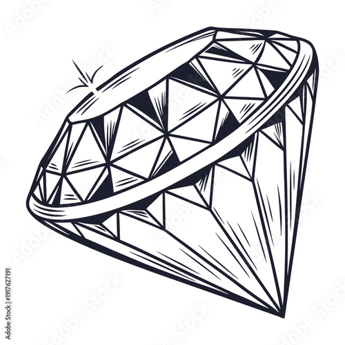 Abstract Geometric Diamond Line Art Vector Illustration Luxury Gemstone Outline Design