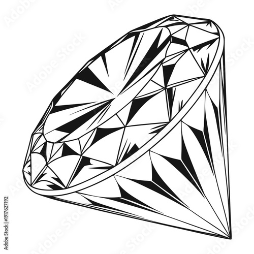Abstract Geometric Diamond Line Art Vector Illustration Luxury Gemstone Outline Design