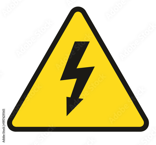 Graphic illustration of a high voltage warning sign depicting electrical danger for safety purposes