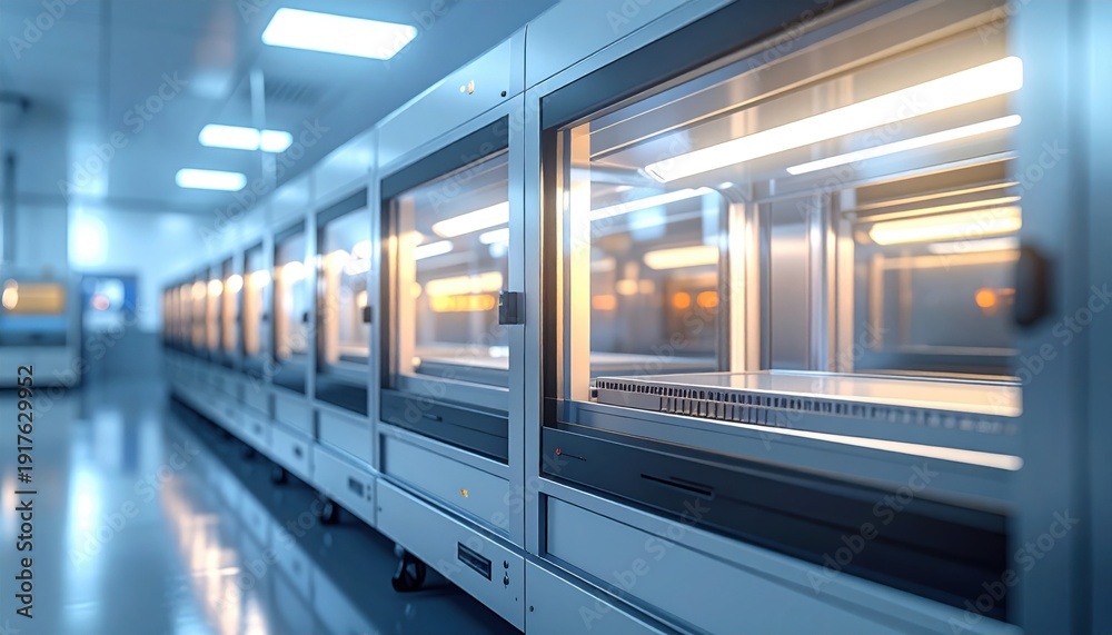 Fototapeta premium FlyPro Firefly Laboratory incubators with clear viewing panels, captured in a detailed photograph with soft internal illumination.