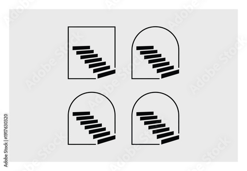 Quadro em tela Minimalist Four Variations of Stairs within Geometric Shapes
