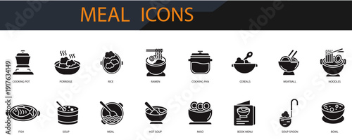 soup meal icons set minimalist flat style design, soup meal Vector illustration on white background