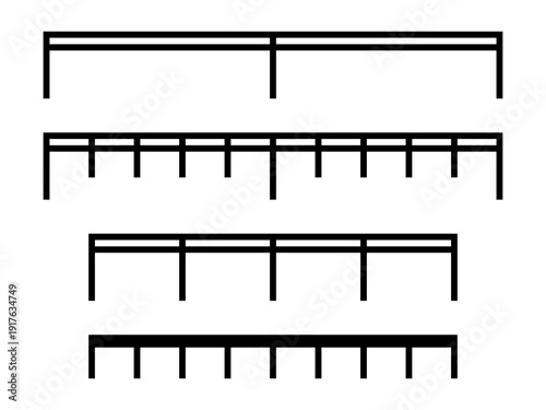 Black measurement scale bars vector set. Map symbol