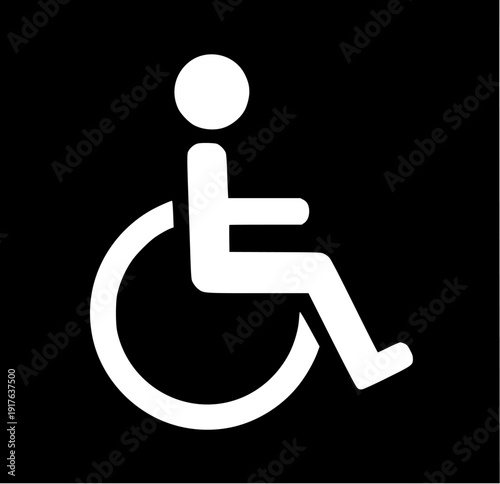 Wheelchair accessibility square sign disabled support icon vector silhouette