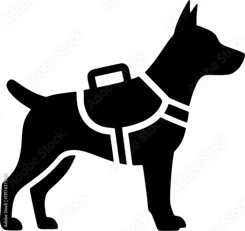 Service dog assistance standing support animal disability aid icon vector silhouette