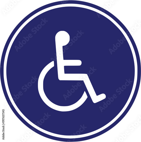 Wheelchair accessibility round badge disabled support icon vector silhouette