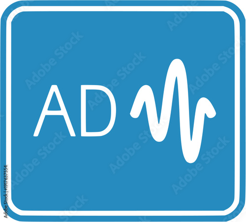 Audio description AD sound accessibility media support icon vector silhouette