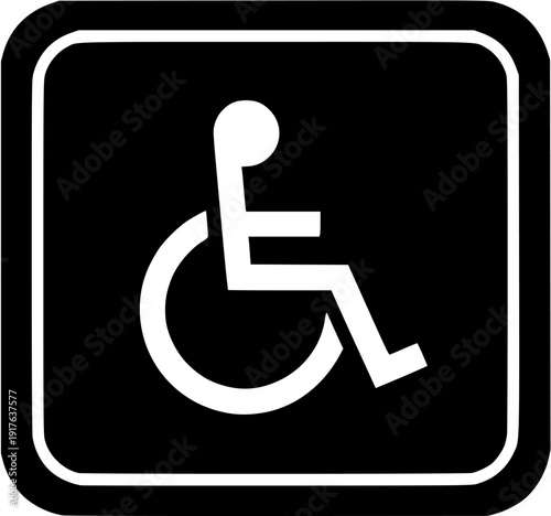 Wheelchair accessibility rounded square disabled support icon vector silhouette