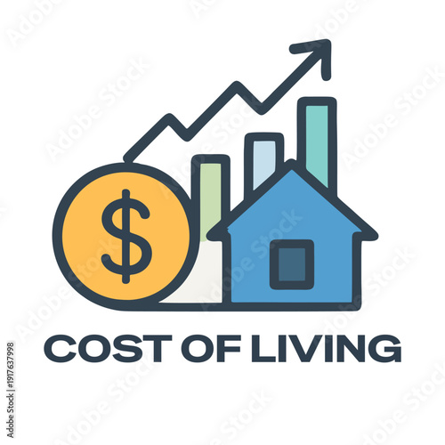 Cost of living icon works well for dashboards, business materials, and visual content focused on economic trends, budgeting, and household costs.