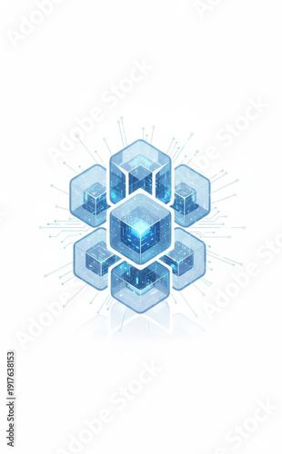 Abstract representation of data cubes and network connections, symbolizing big data and cloud computing concepts