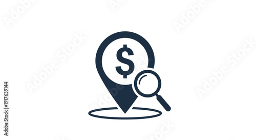 Financial location search with a dollar sign a modern silhouette