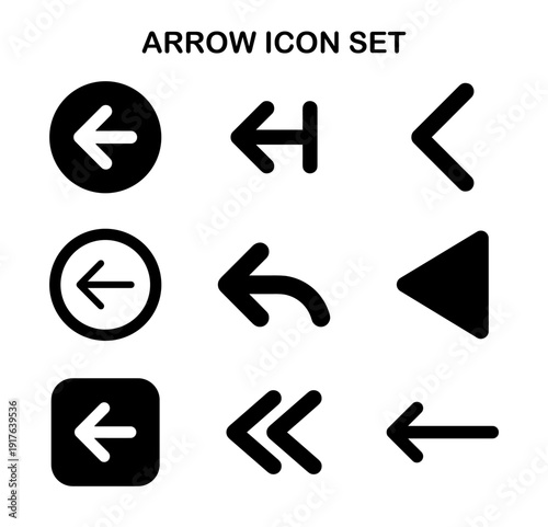 Simple Flat Design Directional Arrow Collection Pointer Navigation Icon Set