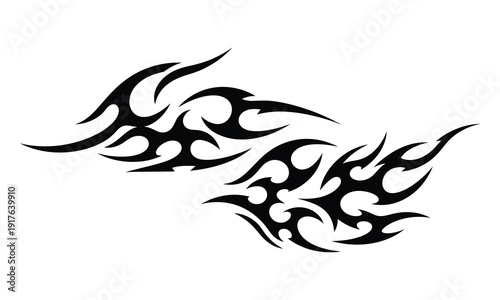 Tribal flame designs illustration on a clean background from a front viewpoint