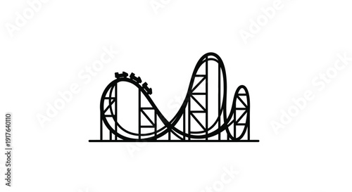 Stylized drawing of a roller coaster with a distinct silhouette