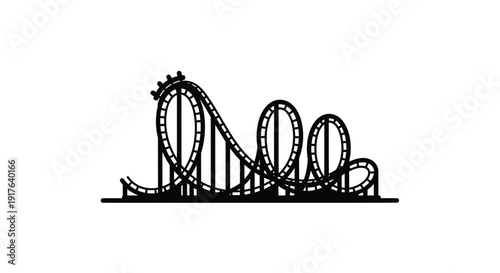 A black and white illustration of a roller coaster silhouette