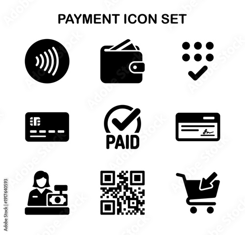 Simple Glyph Style Payment Icon Set Symbol for Web or App Design