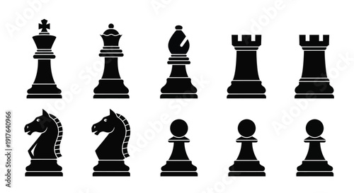 Black chess pieces arranged in rows a striking silhouette