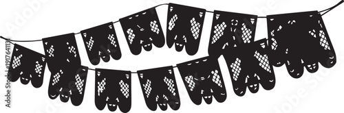 Mexican papel picado banner silhouette illustration vector