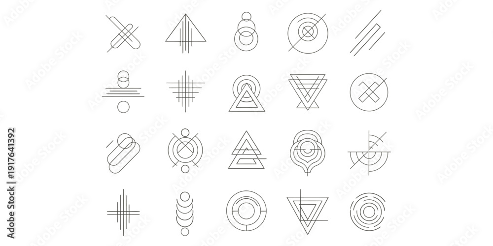 Fototapeta premium Collection of Simple Geometric Shapes and Symbols Illustrated